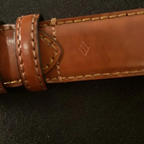 Joseph Abboud Men’s Brown Italian Leather Belt Brushed Distressed Brass Buckle - Picture 16 of 16